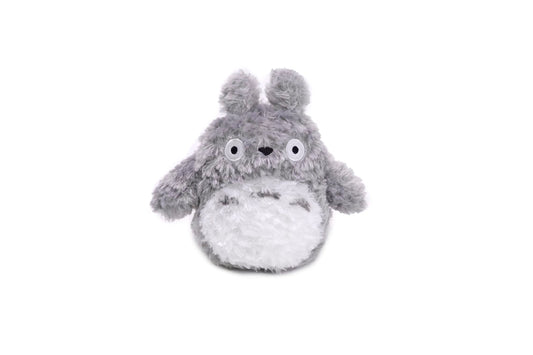 Studio Ghibli Totoro plush front view in grey fur, ideal for cuddling and display.