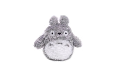 Studio Ghibli Totoro plush front view in grey fur, ideal for cuddling and display.