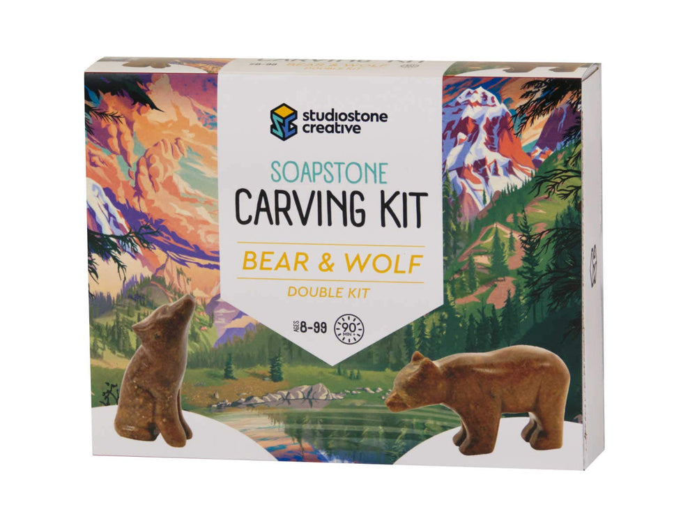 STUDIOSTONE CREATIVE bear sculpture carving kit, ideal for beginners exploring hands-on art