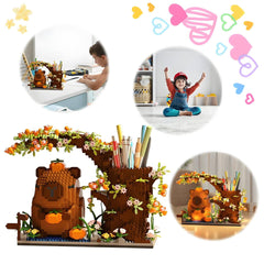 Storage and display setup with the capybara set for pens and brushes