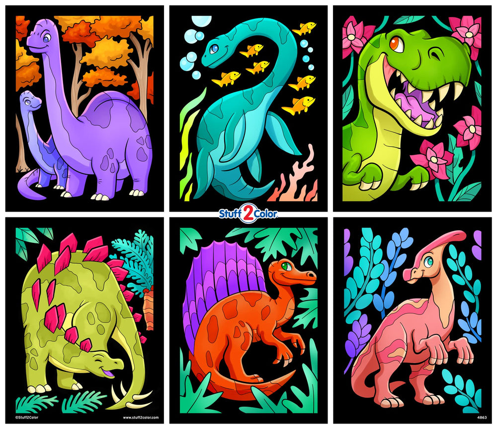 Stuff2Color dinosaurs t-rex poster with velvet edges, ideal for kid-friendly coloring fun