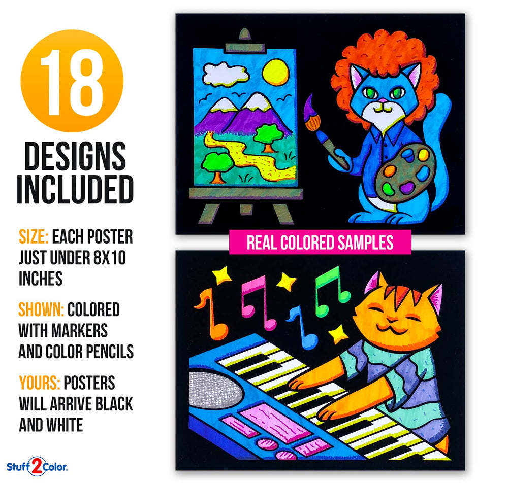 Stuff2Color Silly Kitties poster 02 perfect for classroom coloring activities