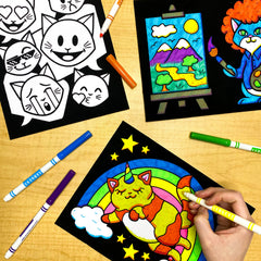 Stuff2Color Silly Kitties poster 03 ideal for kids and adults coloring nights