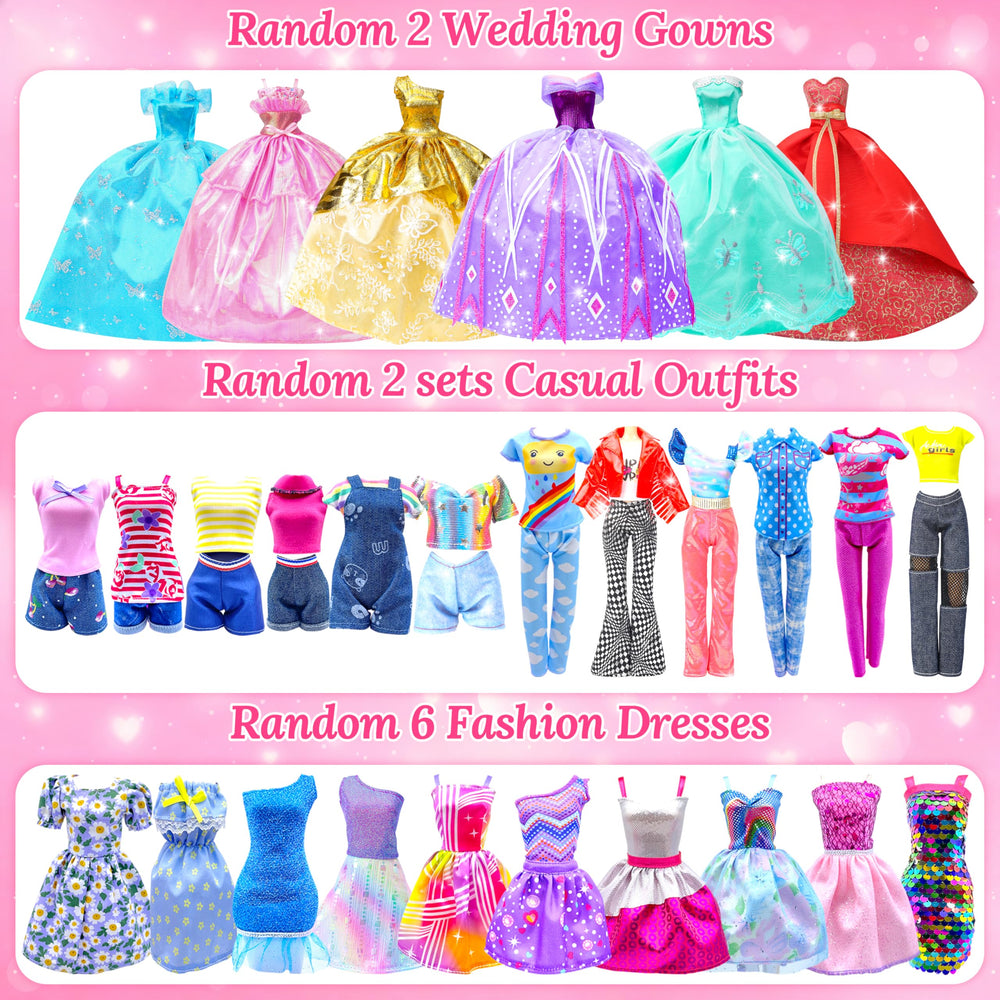 Style Shine wedding gowns showcase elegant outfits for pretend play.