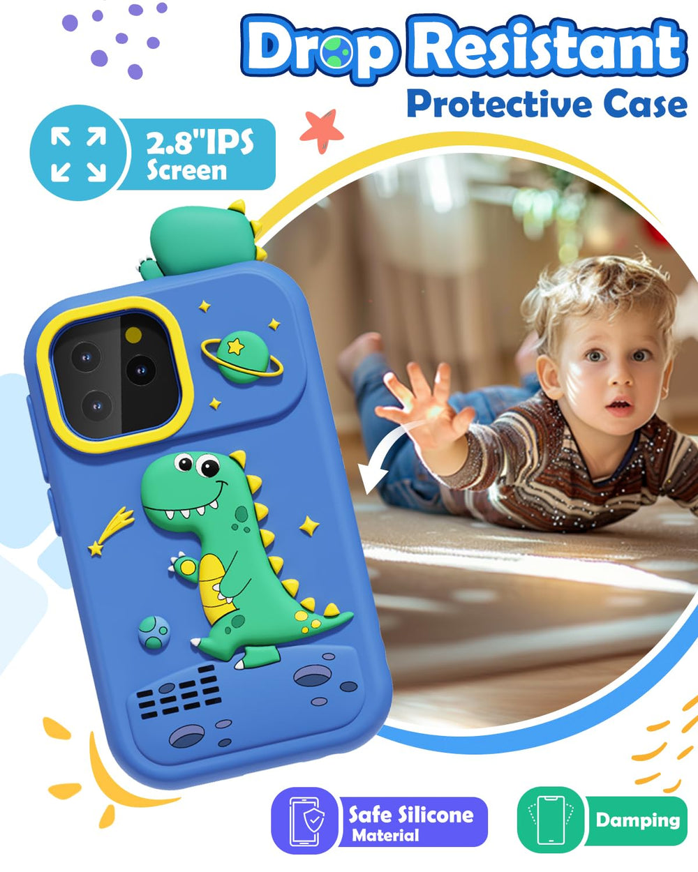 Dual cameras on the Sueseip toy phone encourage selfies and creative photos