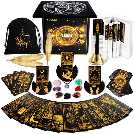 SUGEYA 78 tarot cards deck with bold black design for reliable reading.