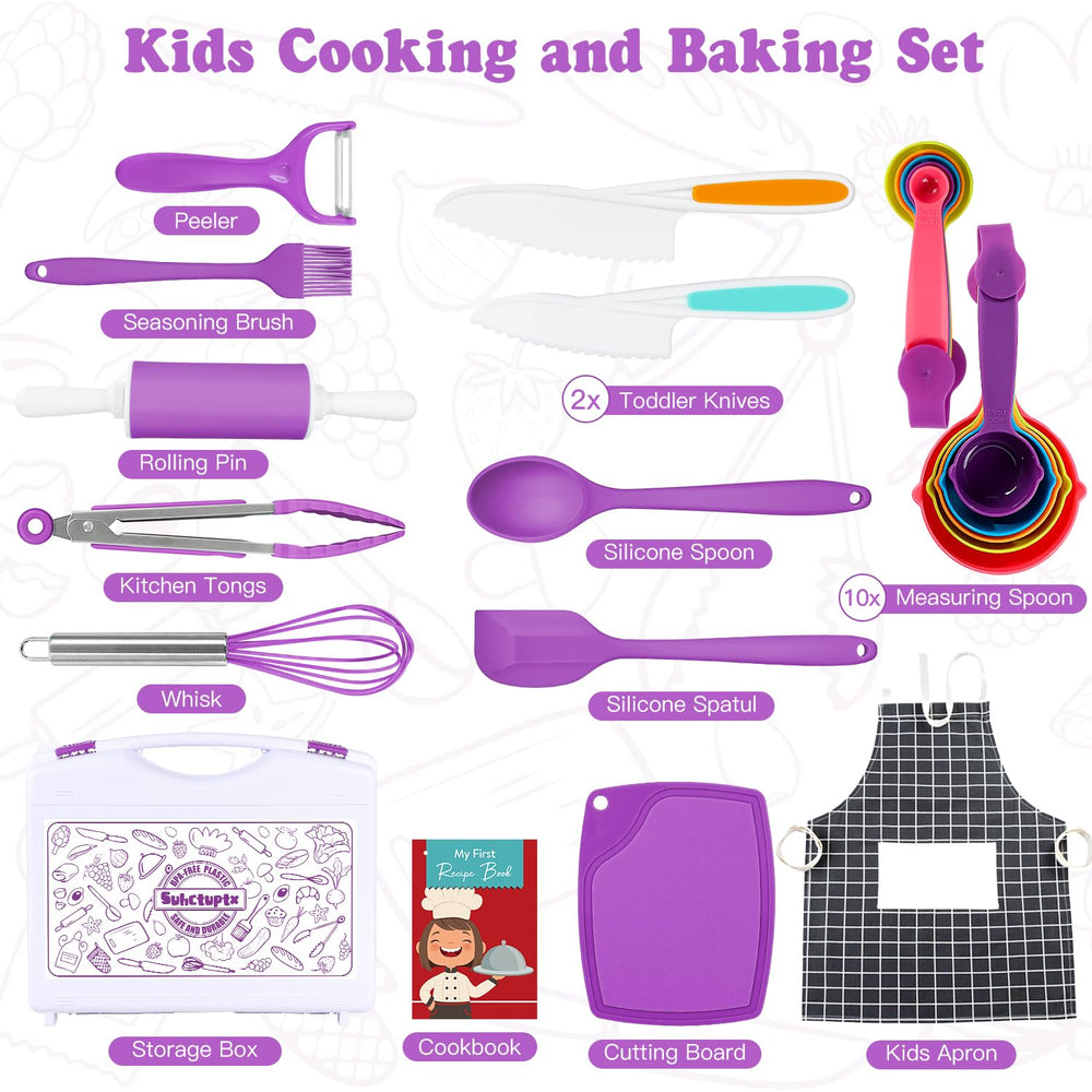 Suhctuptx kids cooking set cookbook guides little chefs through simple tasks.