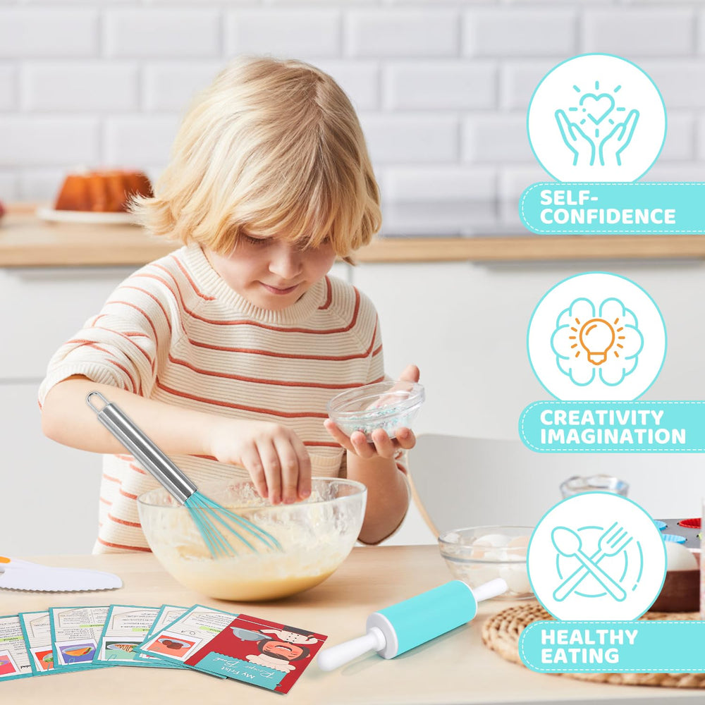 Suhctuptx Kids Cooking Set waterproof apron protects clothing during cooking