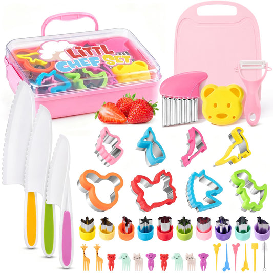 Suhctuptx toddler knife set with cutting board for safe real cooking play