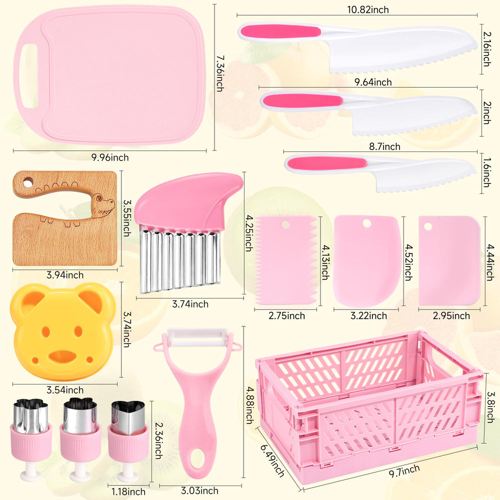Suhctuptx serrated knives support kid-friendly slicing during guided kitchen play.