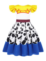 Sukyfecde cowgirl costume back view, comfortable easy-wear dress