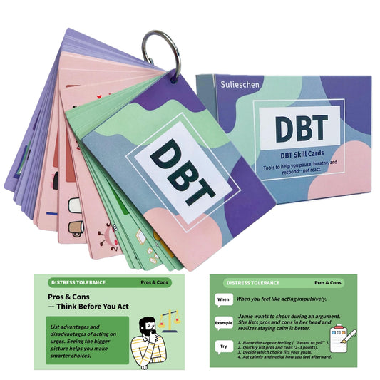 Sulieschen DBT cards cover, portable coaching toolkit for on-the-go emotional regulation.