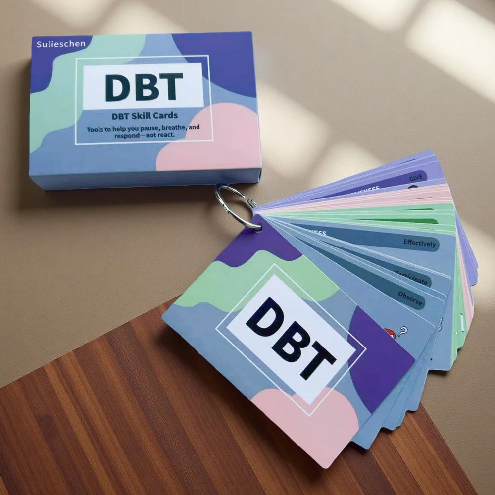Sulieschen DBT skill front mindfulness card, practical quick-use reminder for awareness.