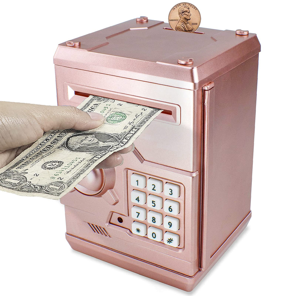 Suliper piggy bank front view with code lock for secure kids' savings.