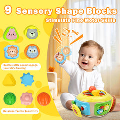 Sumapner 7-in-1 Activity Cube Drum, stacking and sorting area to practice problem solving.