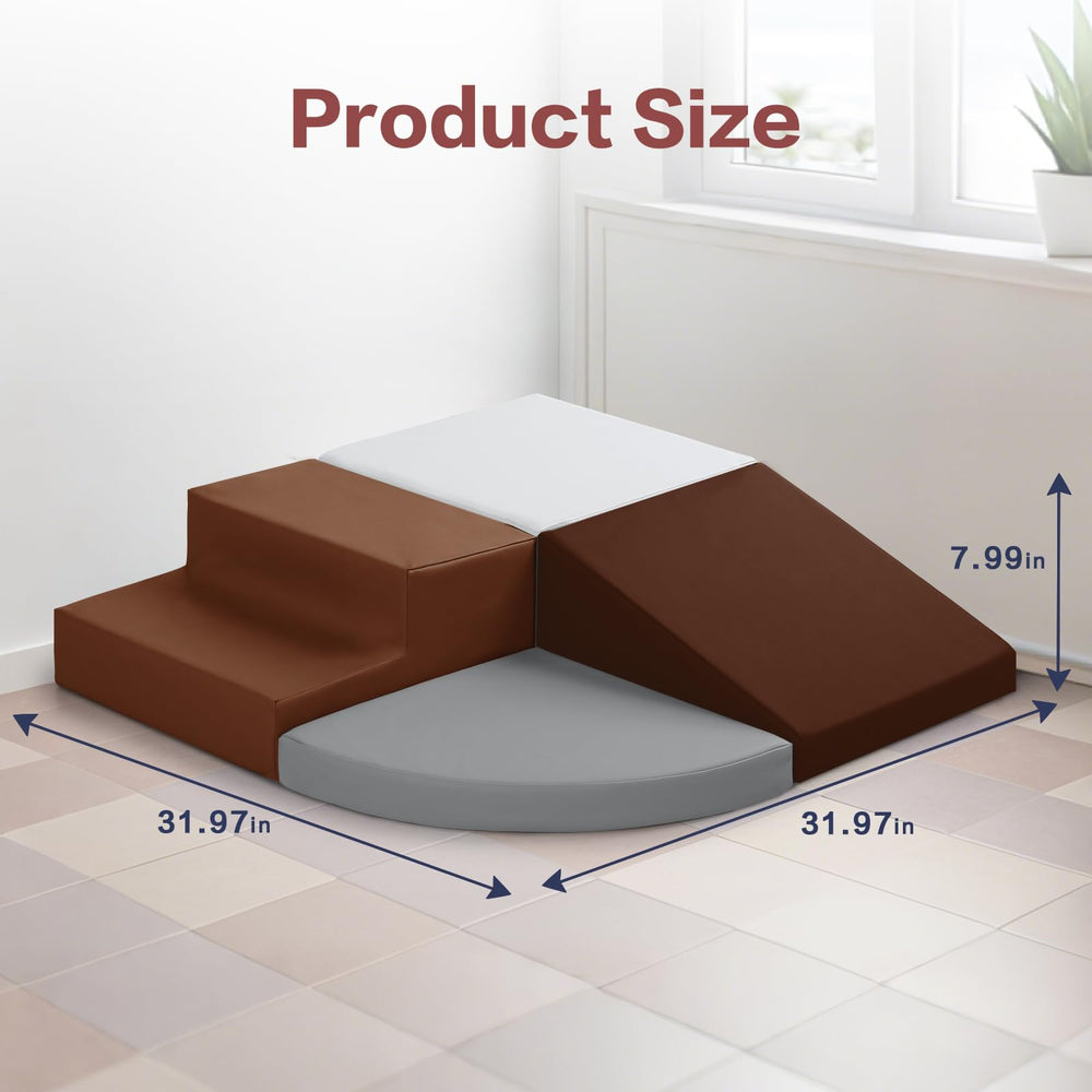 Sumbababy foam blocks with holds, ramps, and fans create versatile climbing routes.