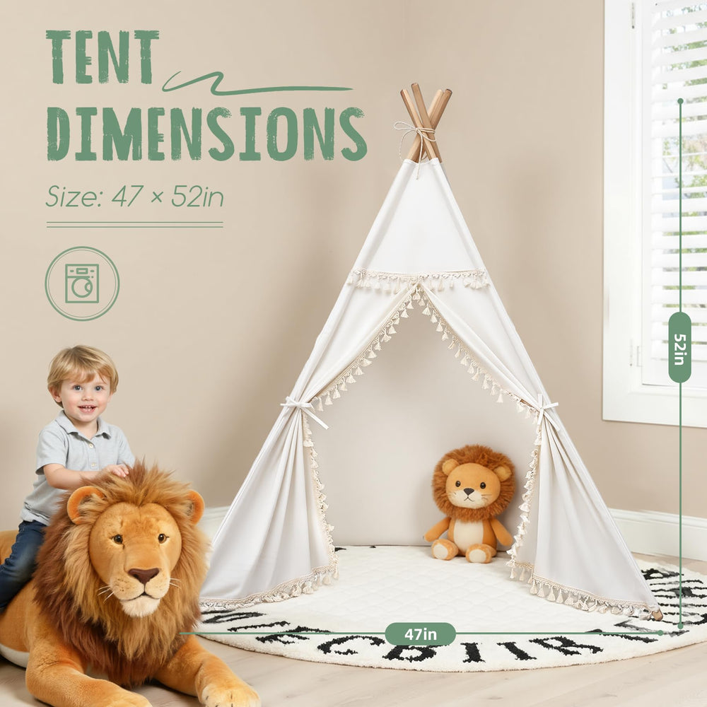 Sumbababy Kids Teepee natural canvas texture close-up highlighting fabric quality.