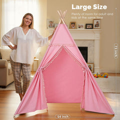 Sumbababy pink interior teepee shows spacious inside for imaginative play.