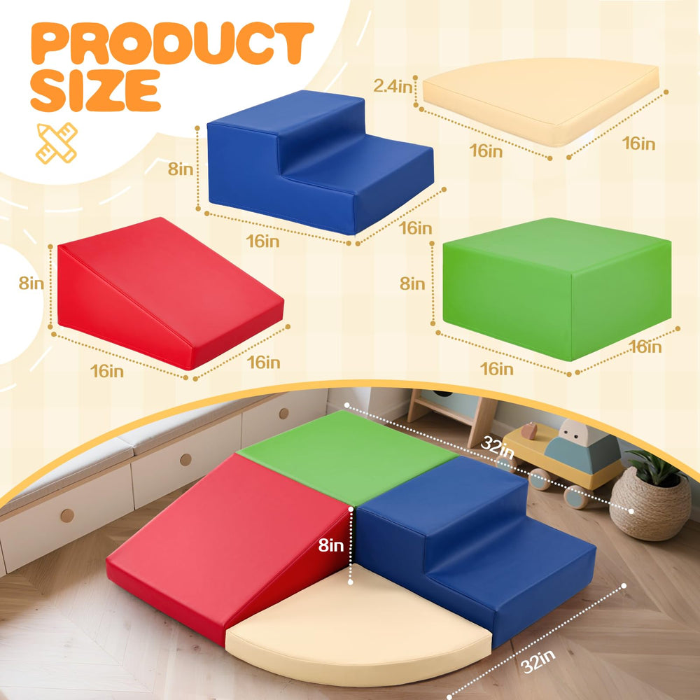 Anti-slip base keeps blocks stable for safe toddler climbing and balance practice.