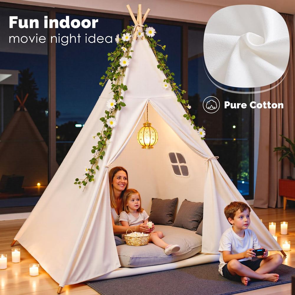 Sumbababy teepee pine pole detail showing strong natural support.