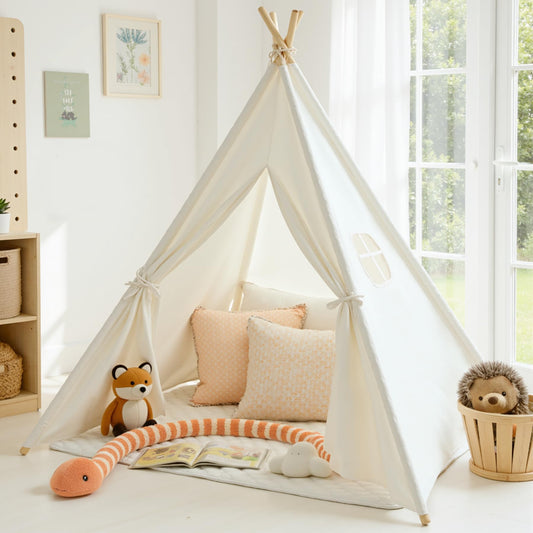 Sumbababy Teepee Tent for kids indoor playhouse with sturdy pine wood poles
