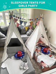 Sumbababy teepee tent star lights on for magical playtime ambience