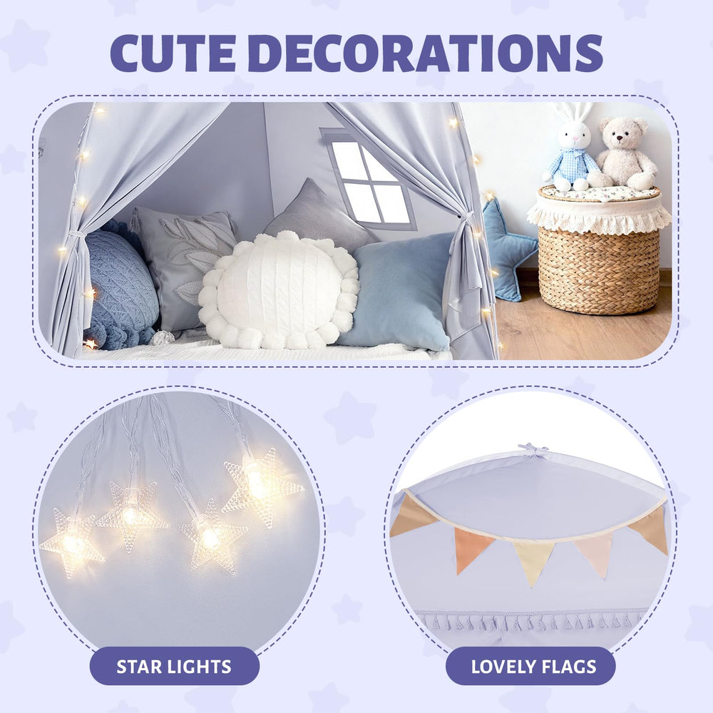 Sumbababy teepee interior shows roomy space for multiple kids to play.