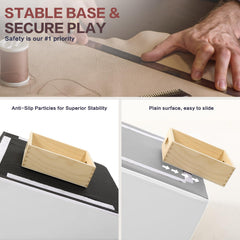 Sumbababy waterproof PU leather cover on blocks for easy cleaning.