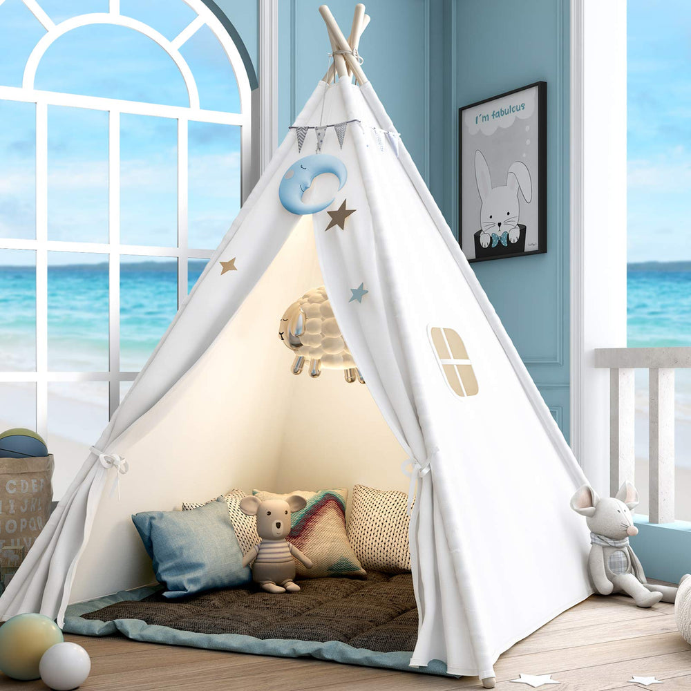 Sumerice Teepee tent folded for easy storage and versatile play.
