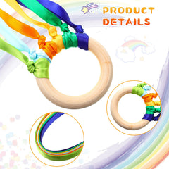 Sumind wooden-ring rainbow wand with soft ribbons for safe learning activities.