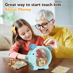 Summidate wooden piggy bank promotes responsibility and early financial independence.