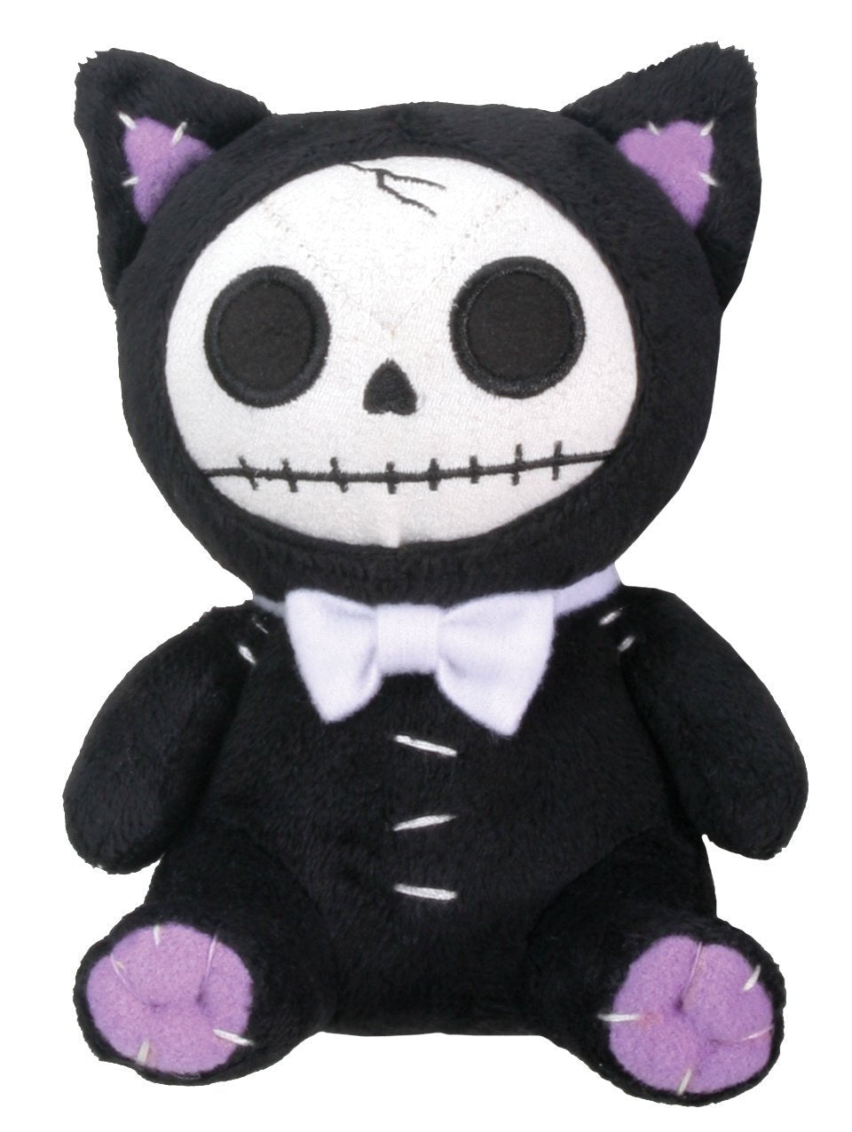 SUMMIT COLLECTION Furrybones Black Cat Mao Mao with white bow tie posing for cozy display