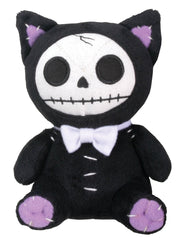 SUMMIT COLLECTION Furrybones Black Cat Mao Mao with white bow tie posing for cozy display