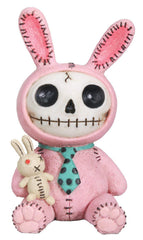 SUMMIT COLLECTION Furrybones Pink Bun Bun skeleton in bunny costume, whimsical desk companion.
