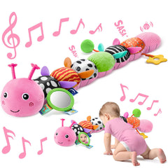 Sumobaby music caterpillar plush toy with mirror for engaging play and soothing melodies.