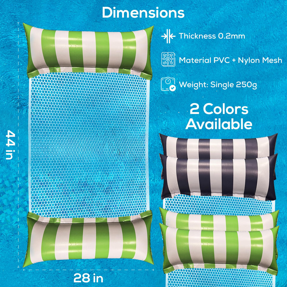 Sun Fun 2-pack XL floats in lime and navy-blue for sharing.