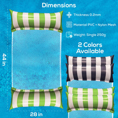 Sun Fun 2-pack XL floats in lime and navy-blue for sharing.