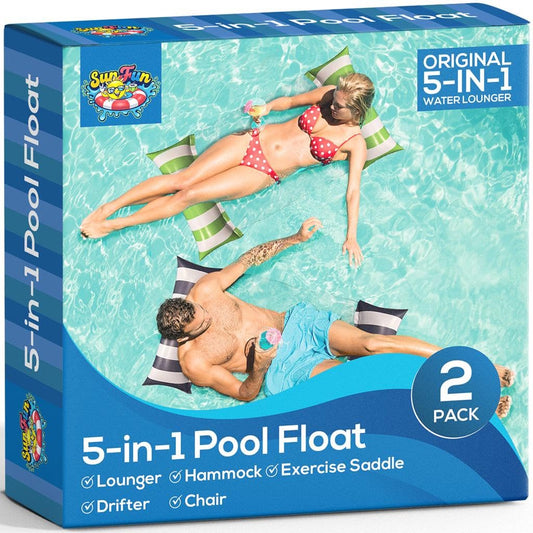 Sun Fun 5-in-1 hammock pool float lounge chair in lime offers plush comfort.