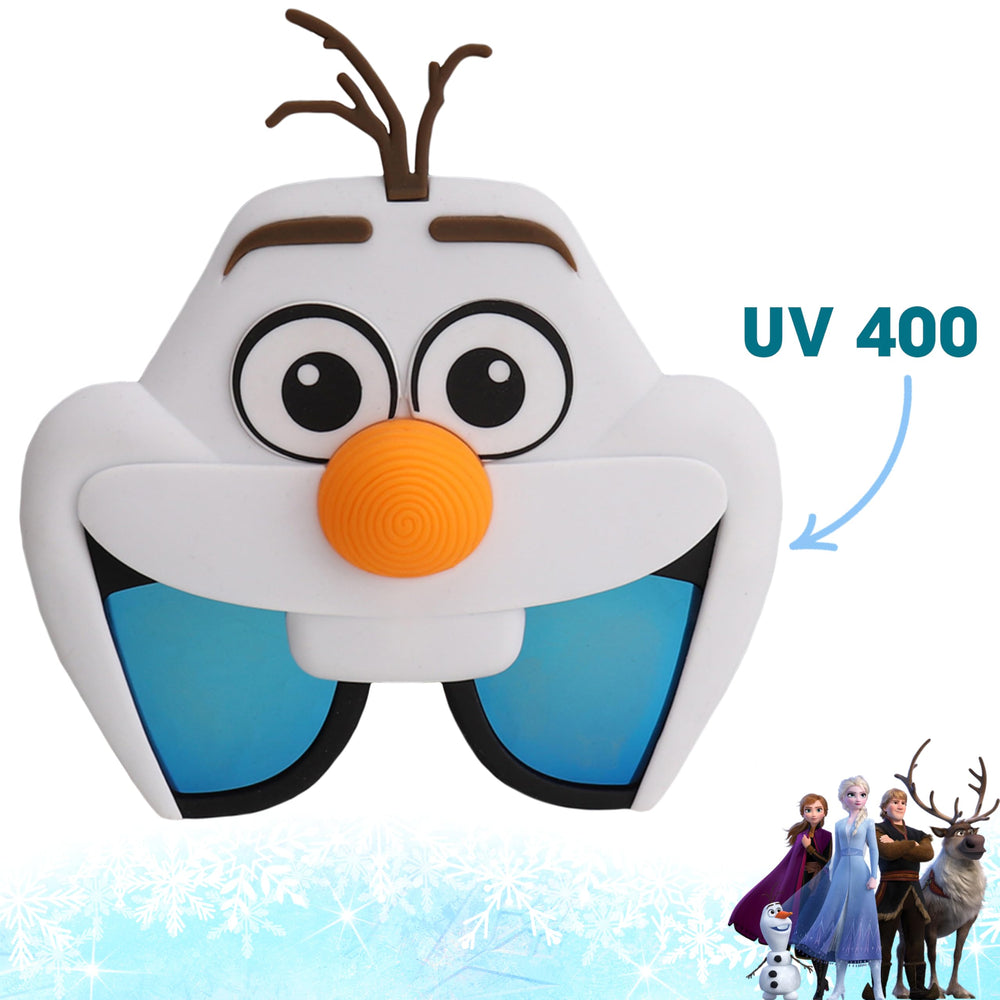 Sun-Staches Olaf sunglasses worn by a child, perfect for Frozen cosplay.