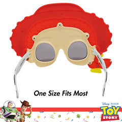 Sun-Staches Toy Story Jessie sunglasses, worn by a kid, durable for parties