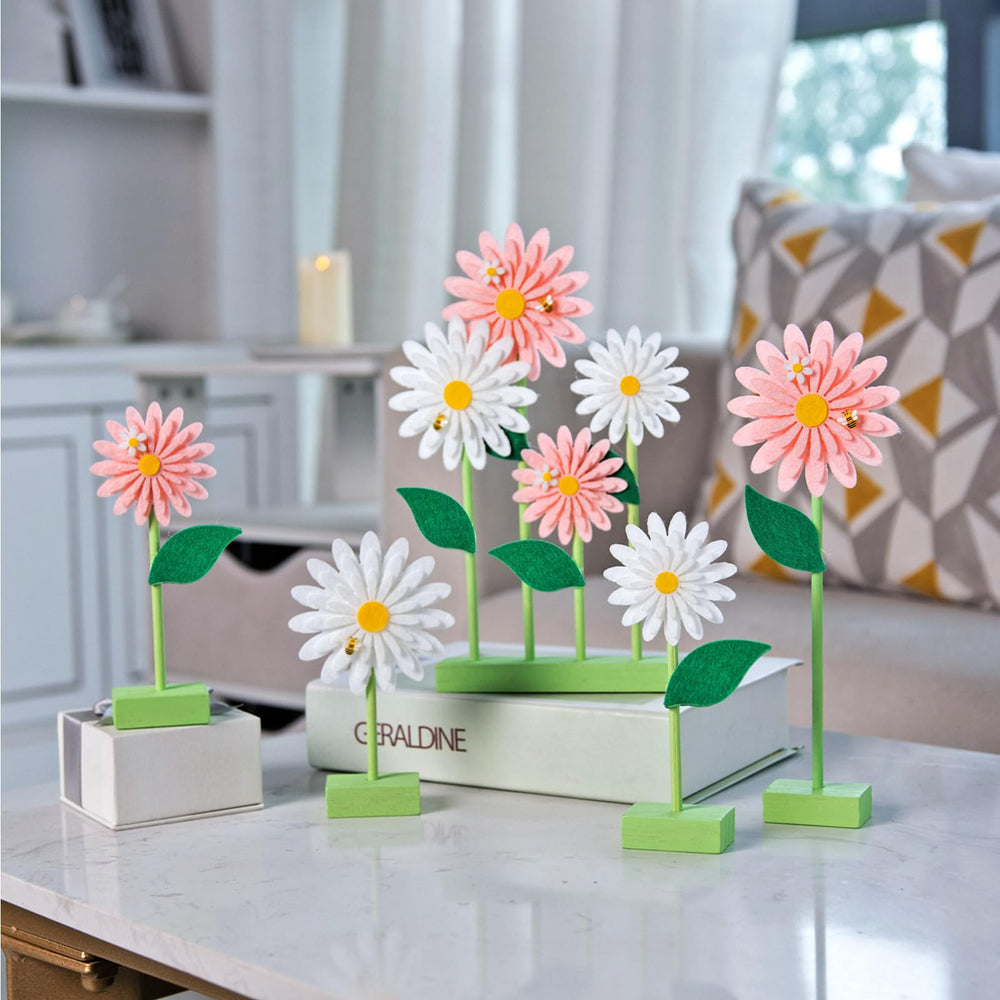 SUNBEAUTY Easter table decor daisies enhance spring charm.