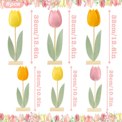 SUNBEAUTY felt tulips with soft green leaves lightweight display pieces