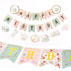 SUNBEAUTY floral tea party banner close-up showing vibrant flowers for an elegant backdrop