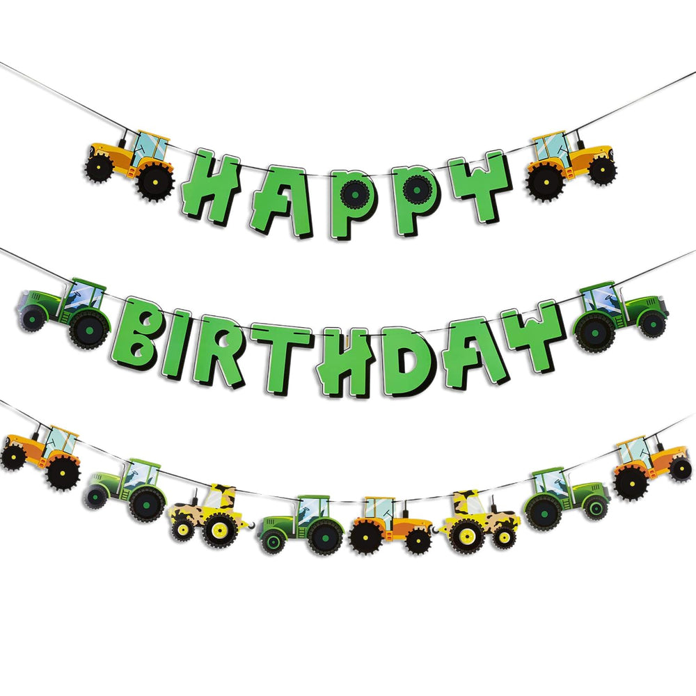 SUNBEAUTY green tractor birthday banner, ready to brighten a farm-themed party
