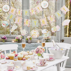 SUNBEAUTY happy birthday banner with floral design enhances any celebration
