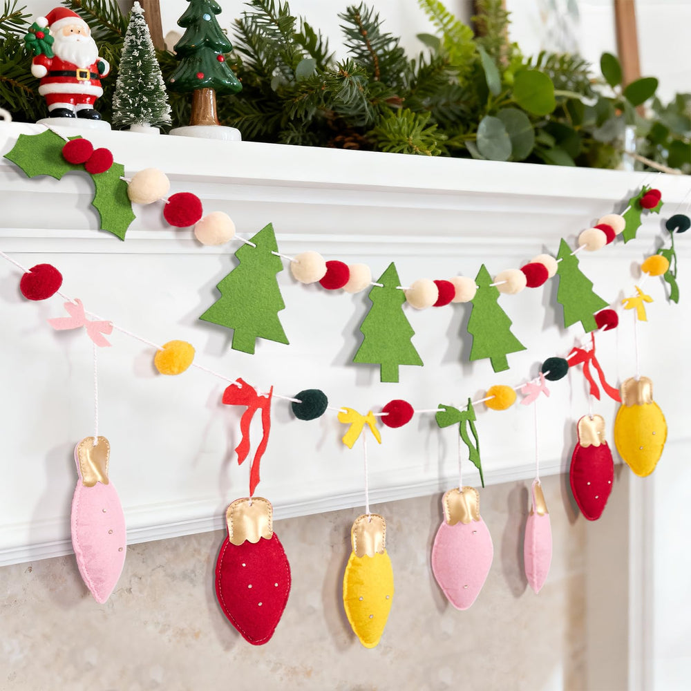 SUNBEAUTY pom-pom garland in red and green for festive indoor décor