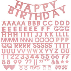 SUNBEAUTY rosegold glitter banner letters set for chic party décor and easy customization