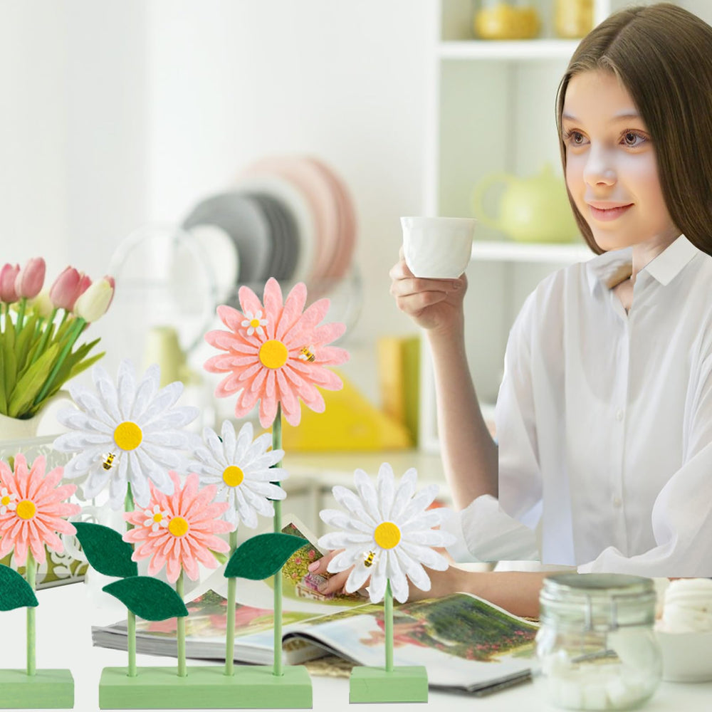 SUNBEAUTY spring table decor daisies brighten casual gatherings.