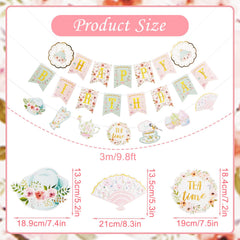 SUNBEAUTY vintage tea party banner display creates charming photo backdrop