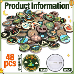 Suncalla 1-inch scout pins ideal for jackets and bags, adding adventure flair